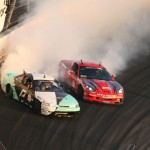 Matt Powers (black Nissan S14) and Luke Lonberger (red Chevy Corvette) throwing down on the outside bank