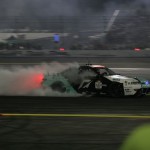Matt Powers doing a brake stand burnout after he spun during his final run