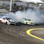 Tony Brakohiapa (white eBay Mustang) and Matt Field (white S14) during practice.