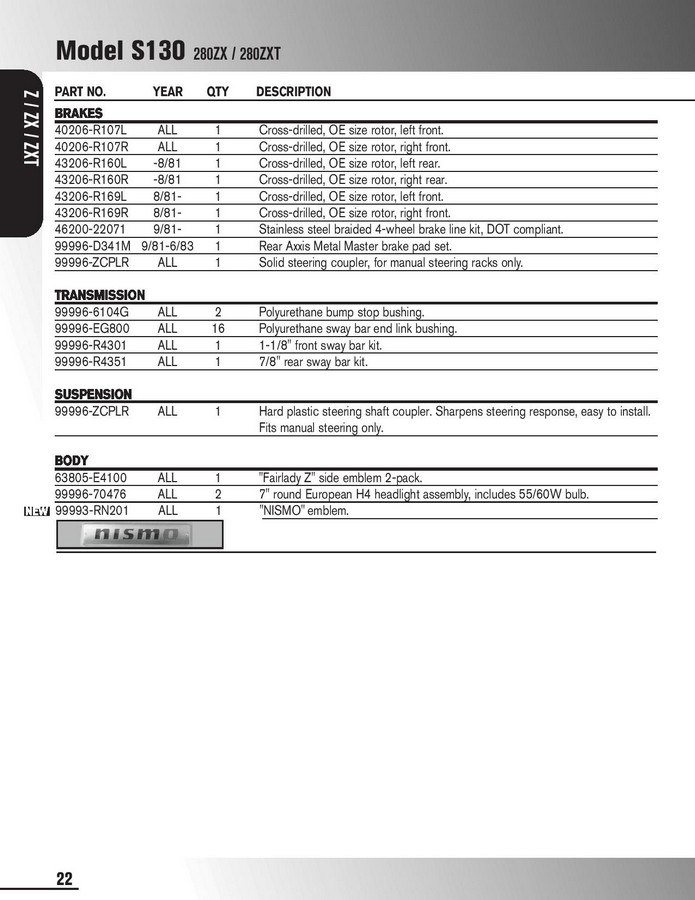 Nissan motorsports competition parts catalog #4