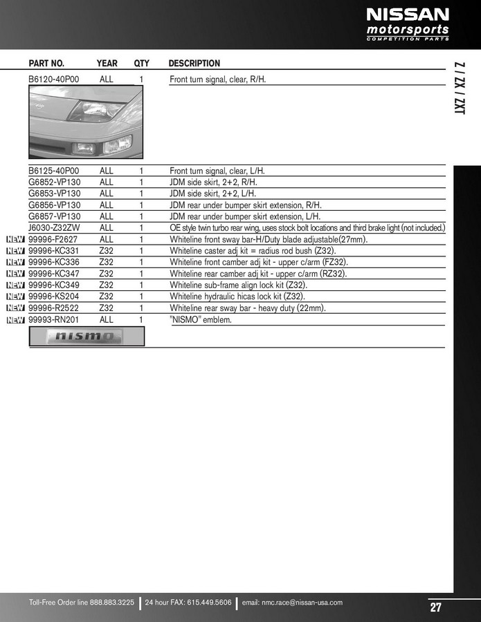 Nissan motorsports competition parts catalog #7