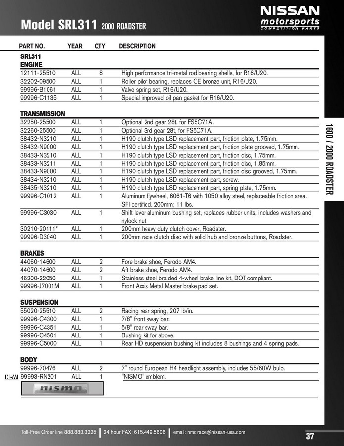 Nissan motorsports competition parts catalog #8