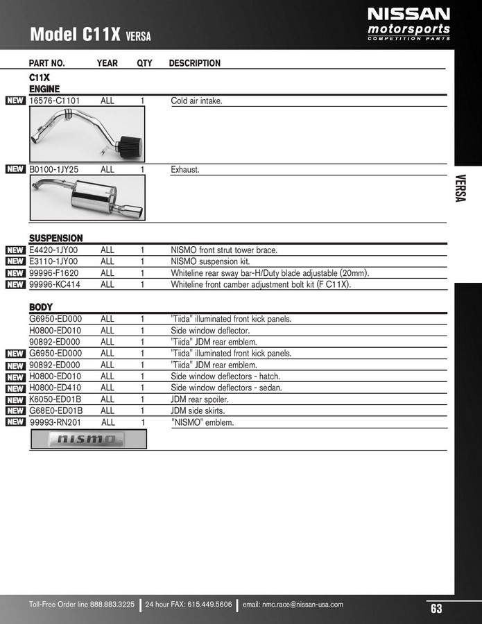 Nissan motorsports competition parts catalog #2