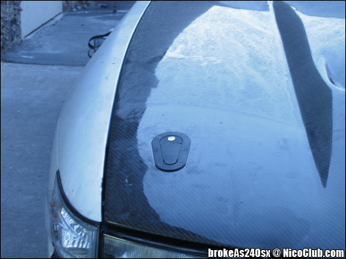 aerocatch hood pin installation article 240sx carbon fiber hood