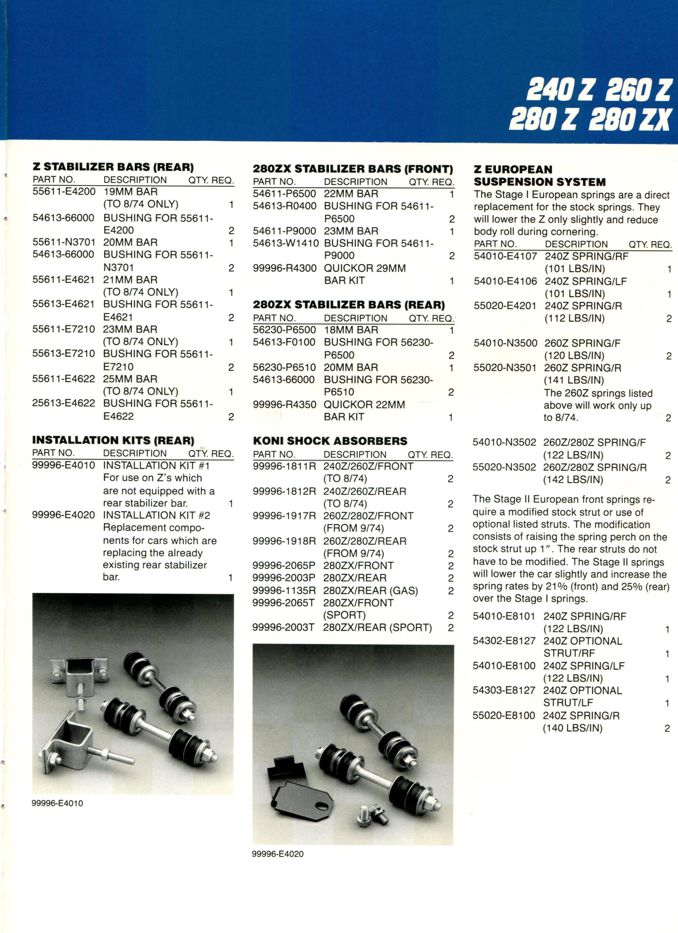 Nissan Competition Parts Catalog - 1984